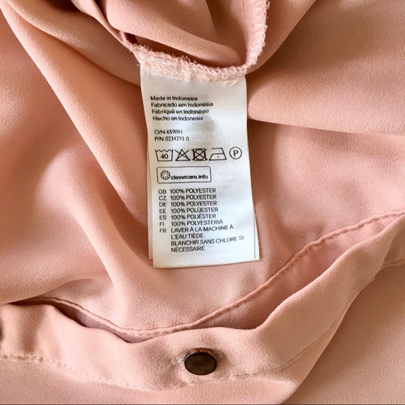 Blush Pink Button Down Shirt w Copper Buttons - Picture 9 of 9